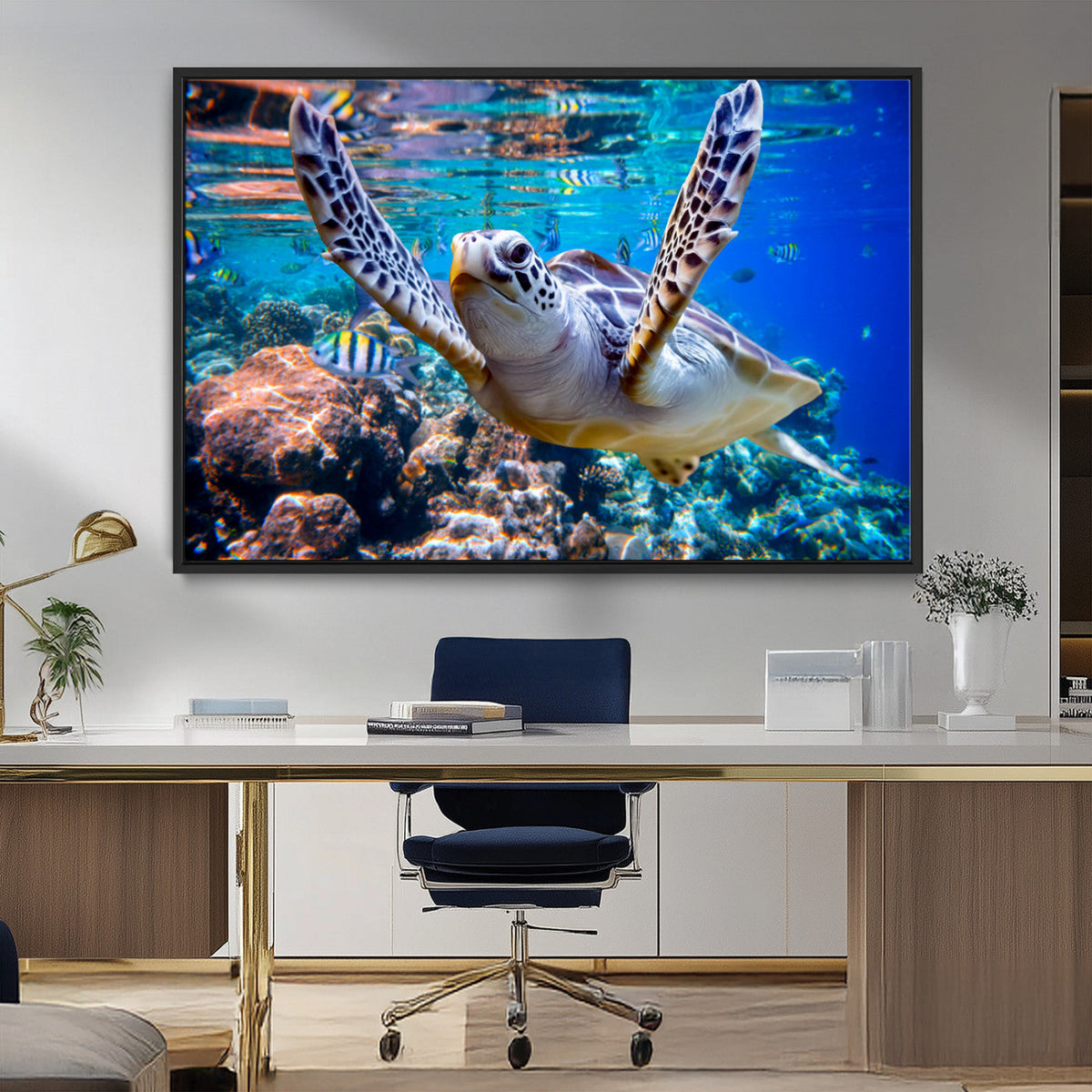 Underwater Sea Turtle Wall Art Canvas Print – Vibrant Ocean