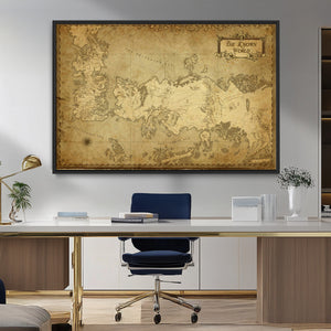 Vintage Game of Thrones Map Wall Art | Westeros and Essos