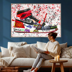 Jordan Shoes Graffiti Wall Art Canvas Print- Jordan Graffiti