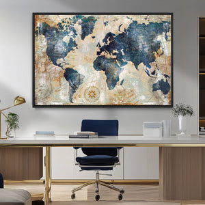 World Map Canvas Print – Framed Wall Art for Couples,