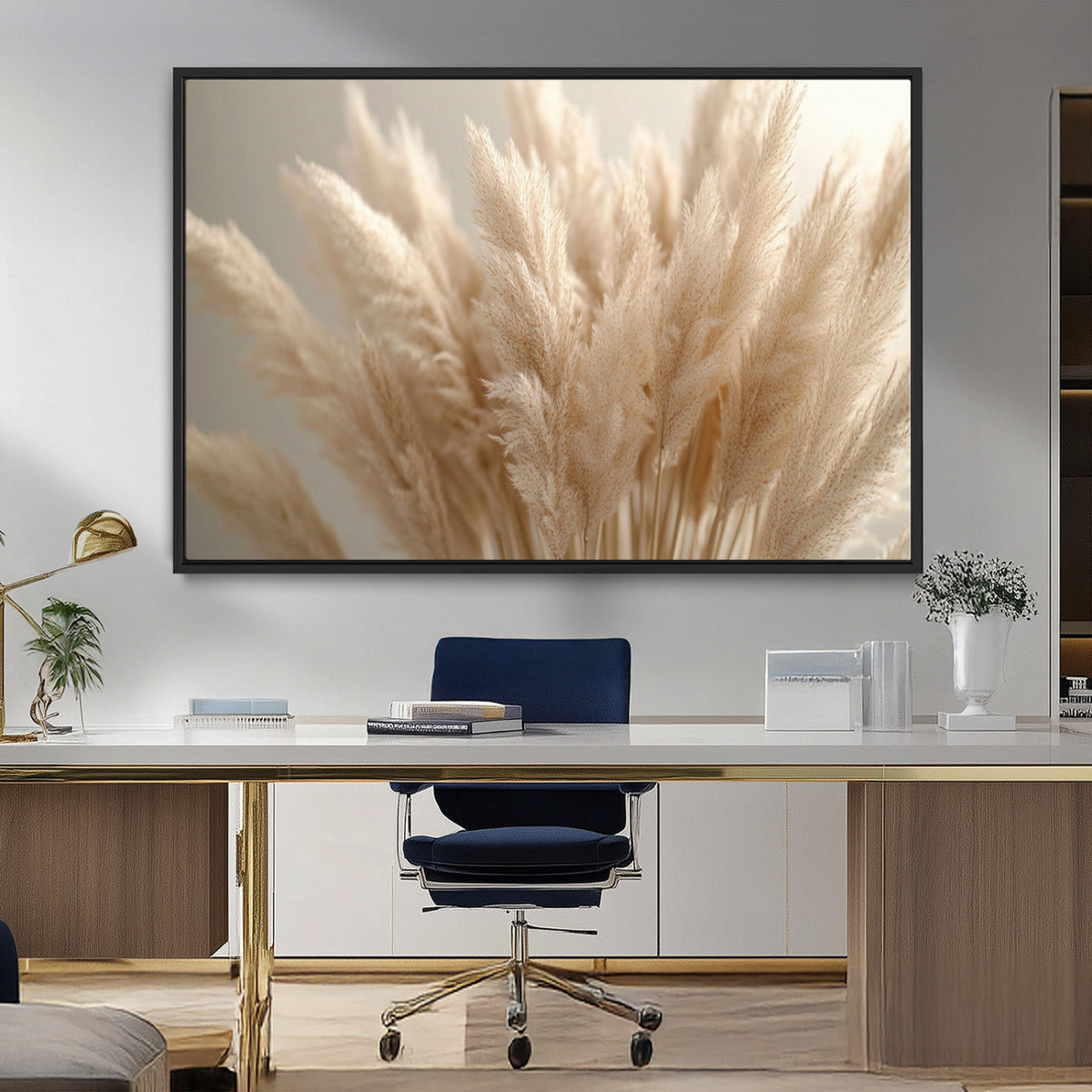 Pampas Grass Canvas Wall Art - Elegant Neutral Decor for