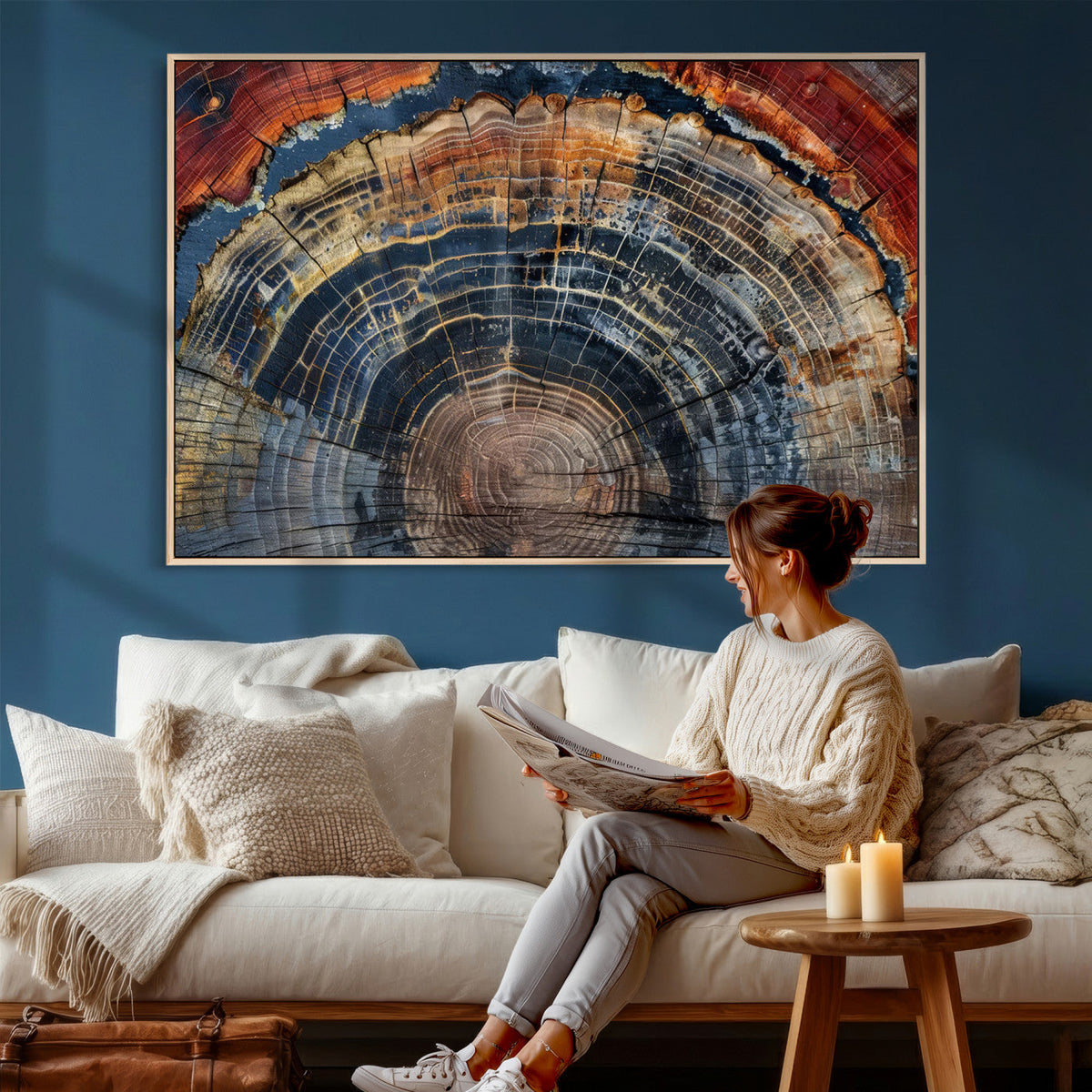 Abstract Tree Ring Wall Art Canvas Print