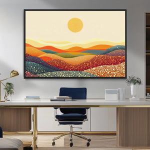 YAYOI KUSAMA Colorful Dot Art Landscape Canvas - Framed