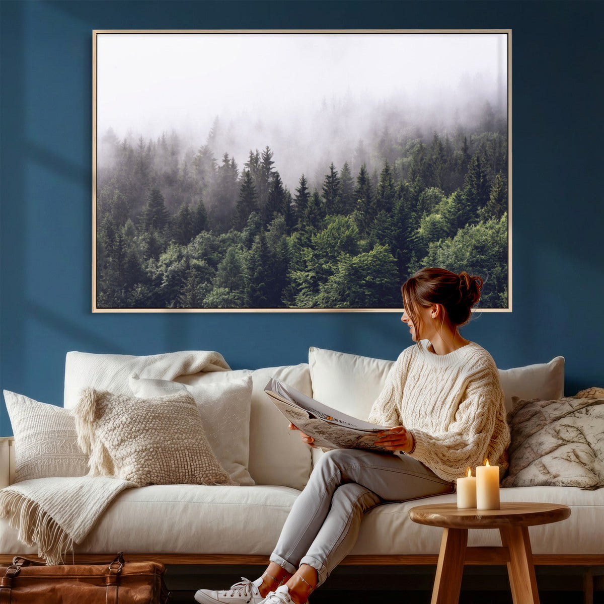 Misty Forest Wall Art | Foggy Forest Canvas Print | Large