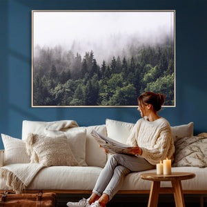 Misty Forest Wall Art | Foggy Forest Canvas Print | Large