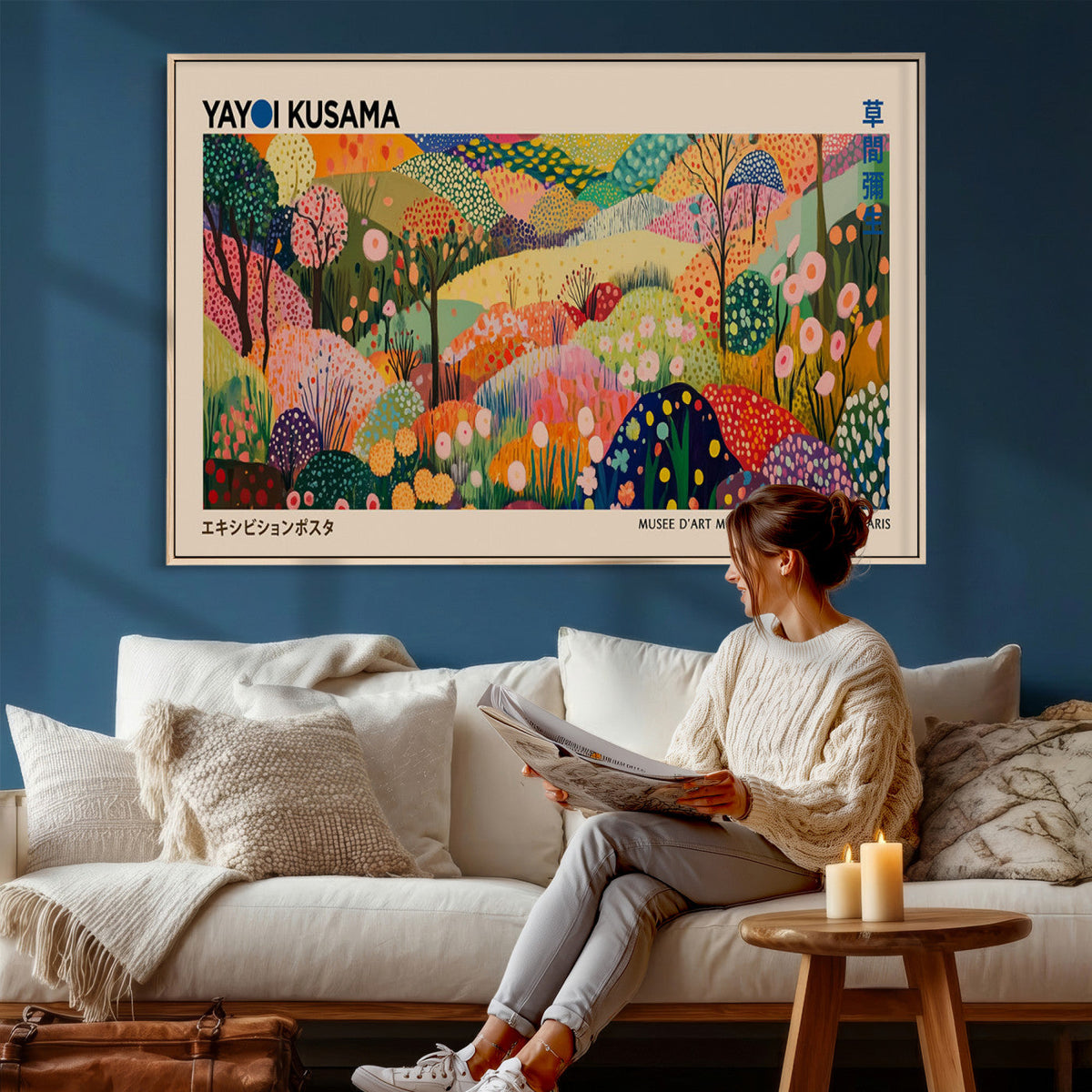 Yayoi Kusama Japanese Art Canvas Print, Abstract Art, Large