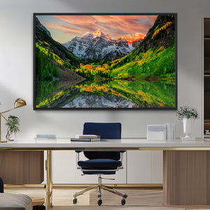 Maroon Bells Lake Wall Art Canvas Print – Framed Majestic