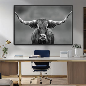 Texas Longhorn Wall Art Canvas Print – Framed Western Bull