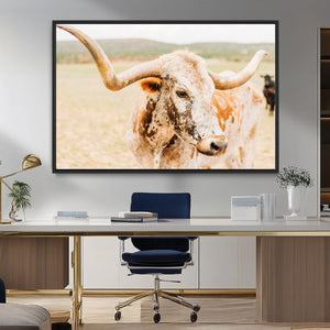 Texas Longhorn Wall Art Canvas Print – Framed Spotted Cow