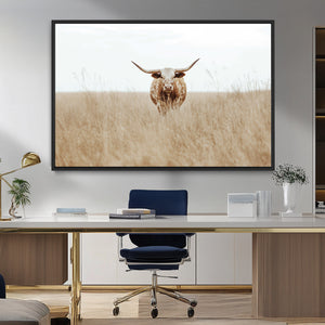 Texas Longhorn Wall Art Canvas Print – Framed Lone Cattle