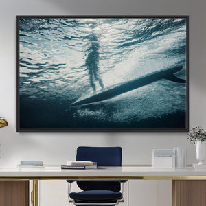 Underwater Surf Wall Art – Framed Ocean Wave Canvas Artwork,