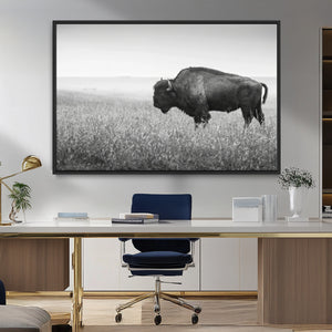 Bison Wall Art Canvas Print – Framed Rustic Wildlife Scene