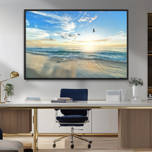 Minimalist Seaside Wall Art Canvas Print – Morning Glow