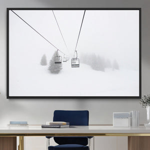 Ski Lift Wall Art Canvas Print – Snowy Alpine Landscape