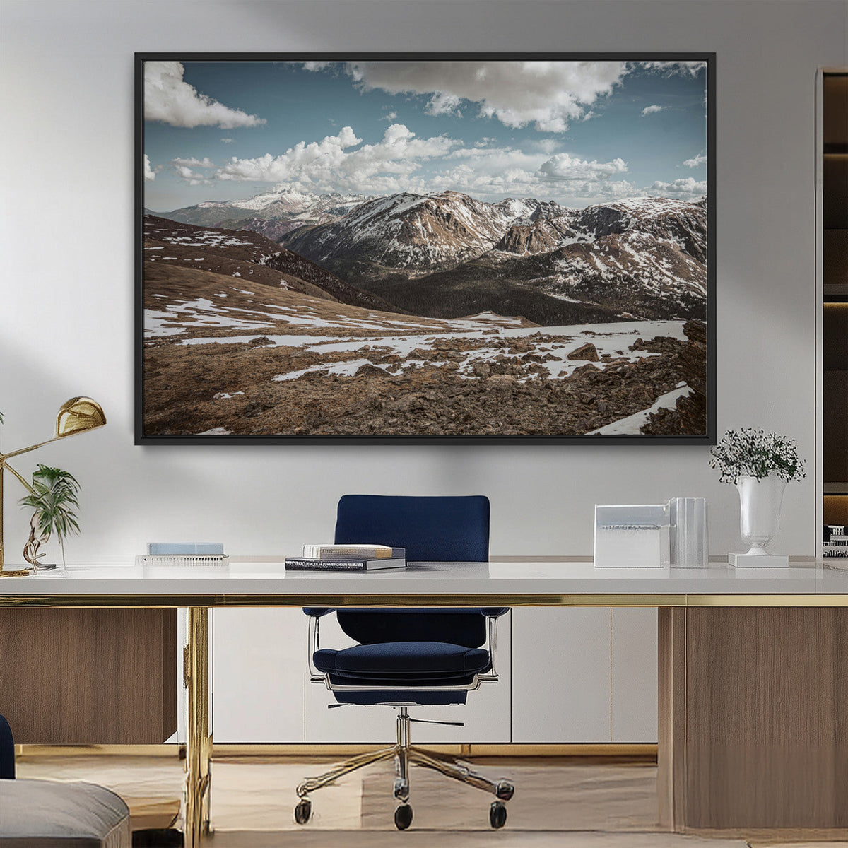 Mountain Landscape Wall Art Canvas Print – Framed Snowy