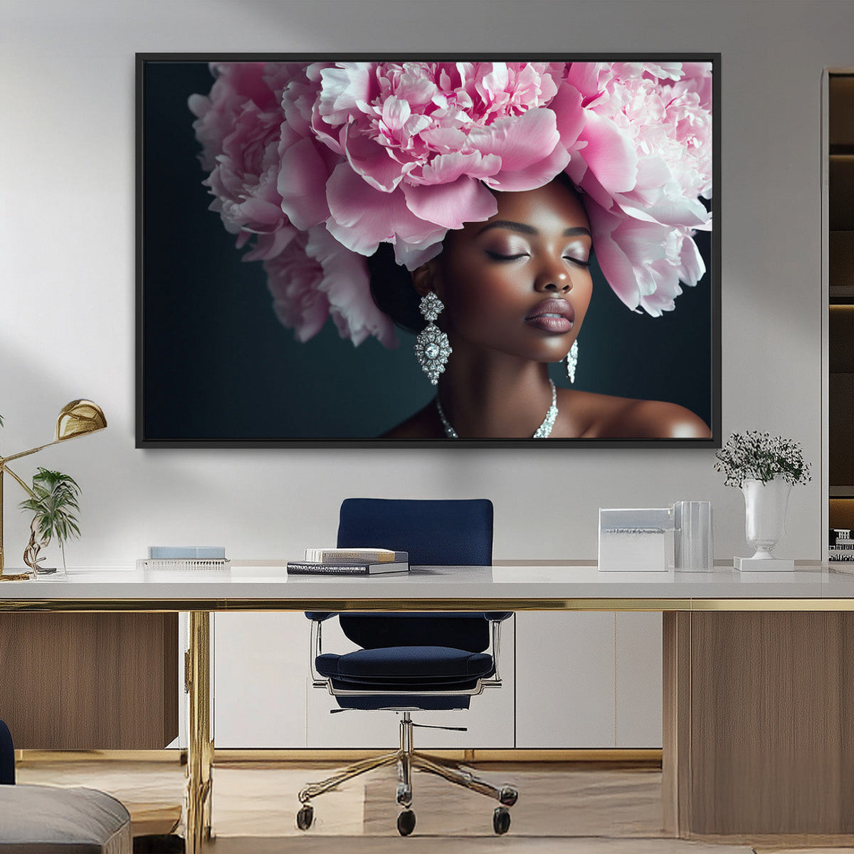 Black Beauty Petal Crown Wall Art Canvas Print – Floral
