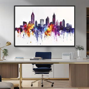 Atlanta Skyline Wall Art Canvas Print – Framed Colorful