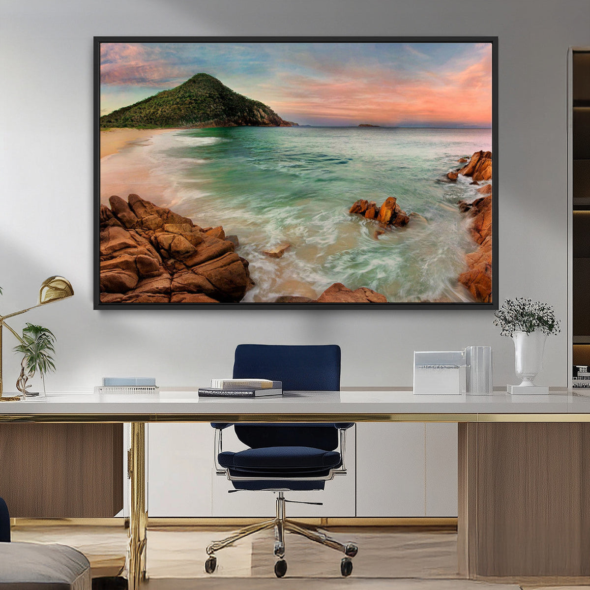 Coastal Landscape Wall Art Canvas Print – Rocky Shore and