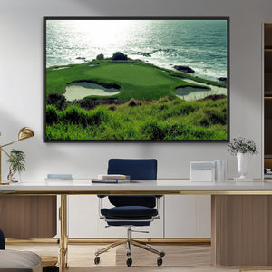 Coastal Golf Course Wall Art Canvas Print – Scenic Green