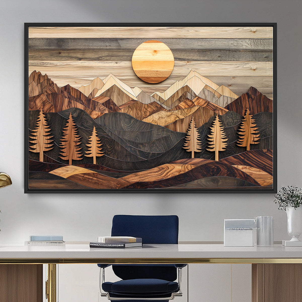 Wood Mountain Wall Art Canvas Print – Layered Forest and