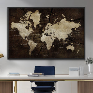 World Map Wall Art Canvas Print – Framed Travel Map Wall Art
