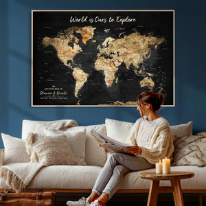 Framed Personalized Push Pin World Map – Custom Travel