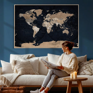 Grunge Wall Art World Map Canvas Print