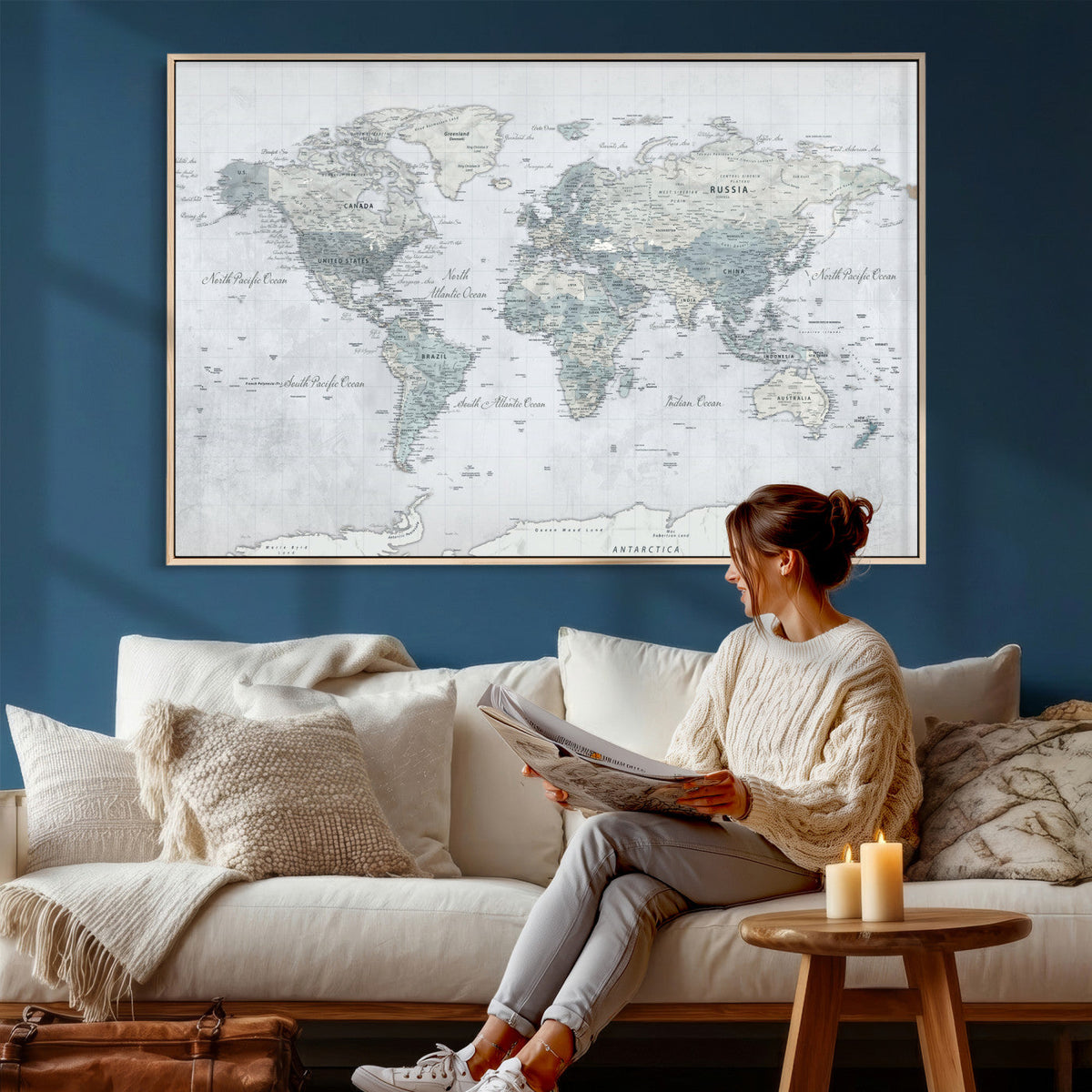 World Map Canvas Print – Detailed Map of the World Wall Art