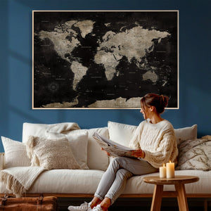 Detailed World Map Wall Art Print - Large Framed World Map