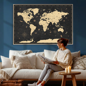 World Map Canvas Print – Detailed Map of the World Wall Art