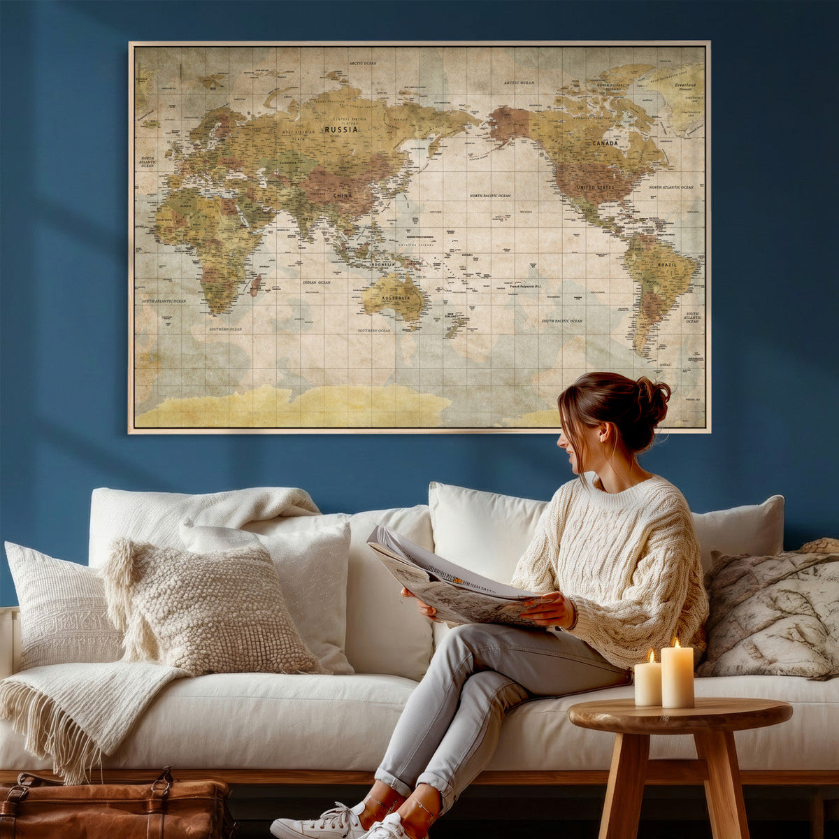 World Map Canvas Print – Detailed Map of the World Wall Art
