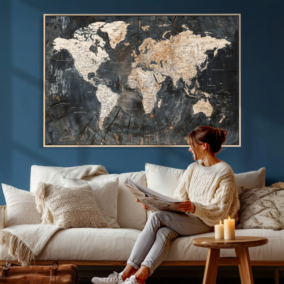 World Map Canvas Print – Detailed Map of the World Wall Art