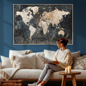 World Map Canvas Print – Detailed Map of the World Wall Art
