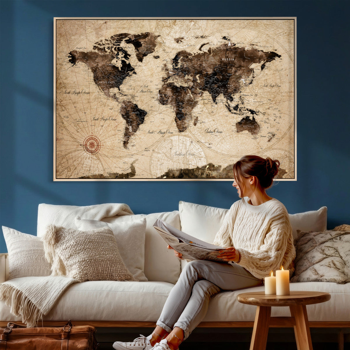 World Map Wall Art Canvas Print