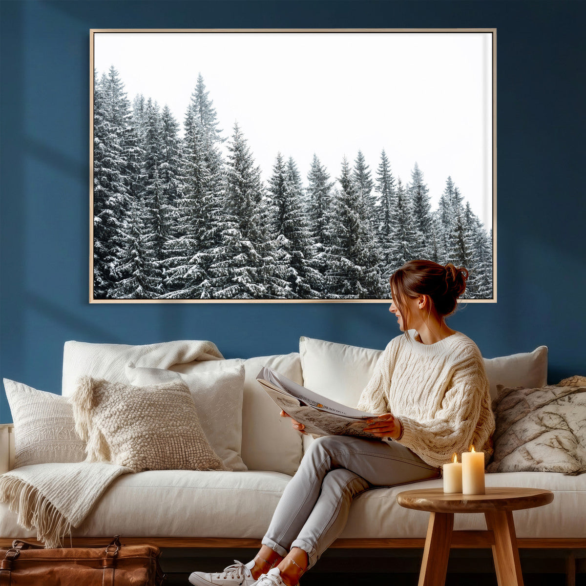 Misty Mountain Forest Canvas Print, Foggy Pine Trees Nature