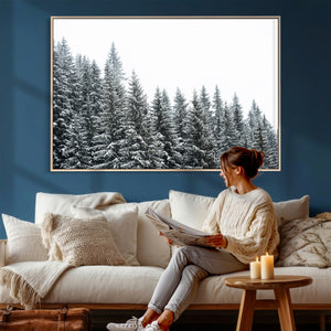 Misty Mountain Forest Canvas Print, Foggy Pine Trees Nature