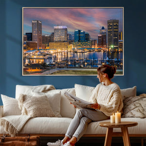 Baltimore Skyline Wall Art Canvas Print, Baltimore Downtown
