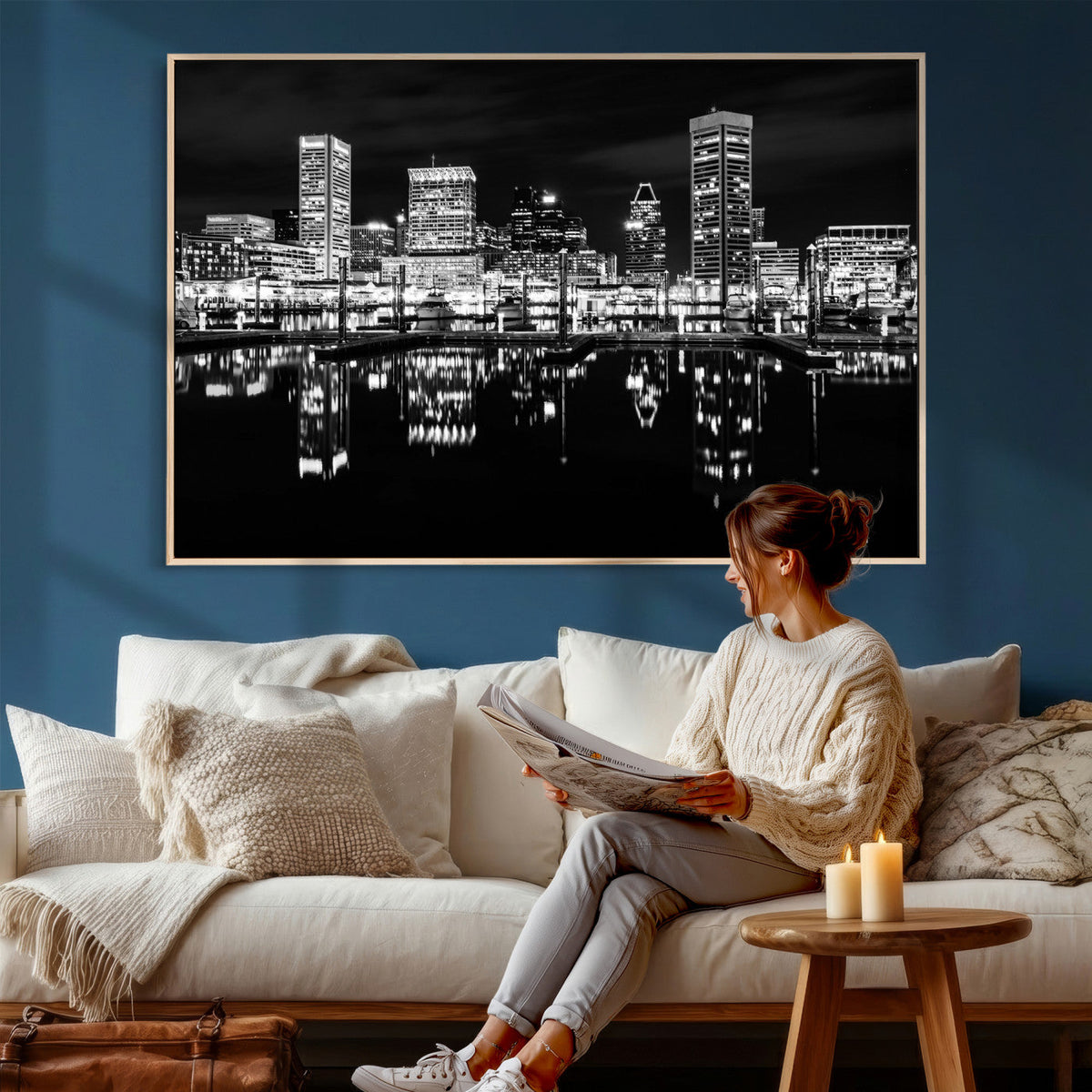 Baltimore Skyline Wall Art Canvas Print, Baltimore Downtown