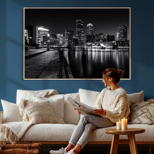 Boston Wall Art Canvas Print, Boston City Downtown Night