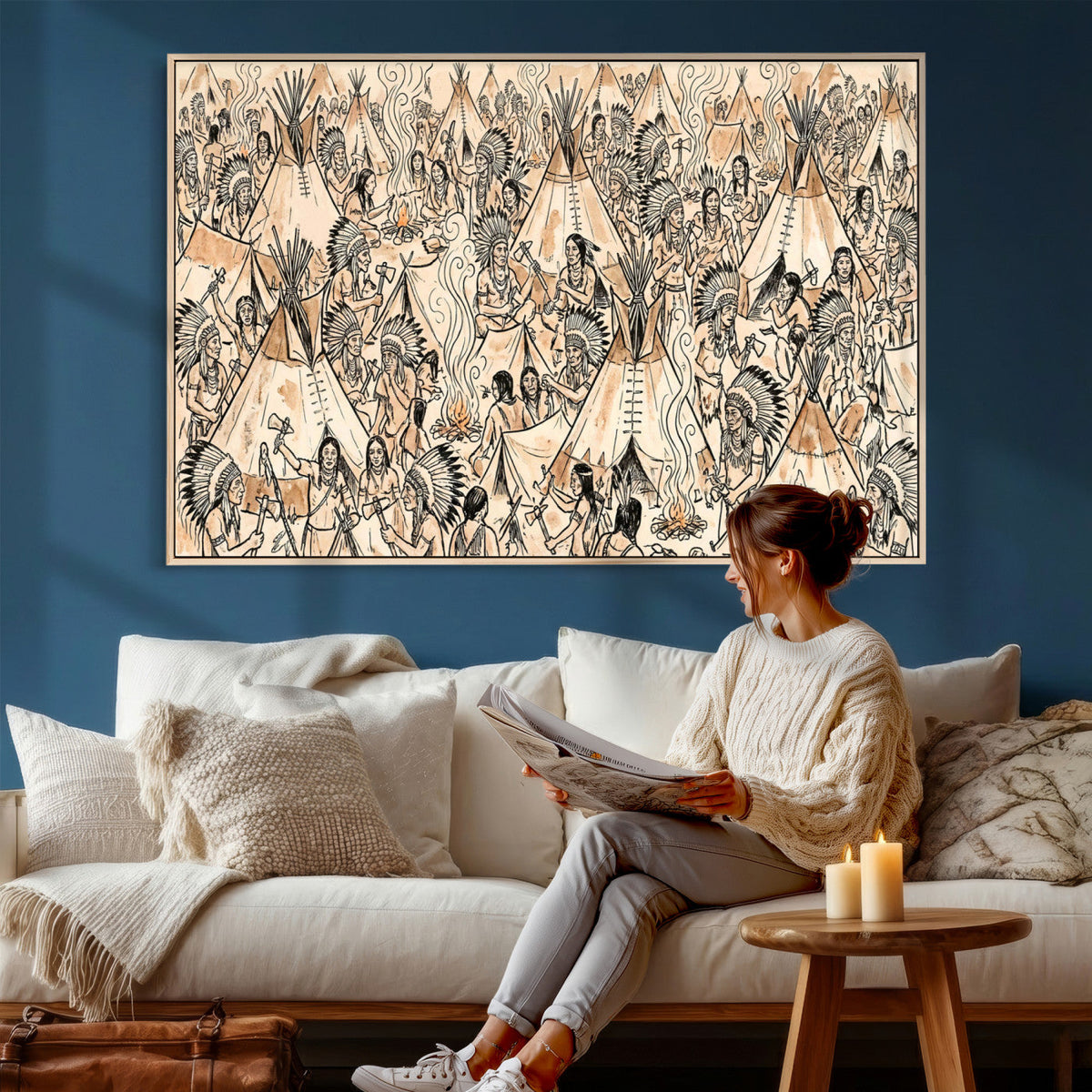 Native American Indian Wall Art Canvas Print - Abstract