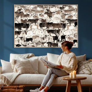 Abstract Texas Longhorn Print - Longhorn Herd Print for