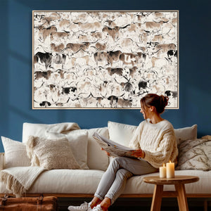 Abstract Texas Cow Canvas Print for Cabin and Western Home