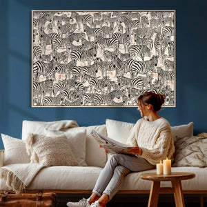 Abstract Zebra Wall Art Canvas Print for Farmhouse Decor