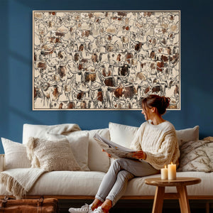 Abstract Longhorn Wall Art Canvas Print - Farm Animal