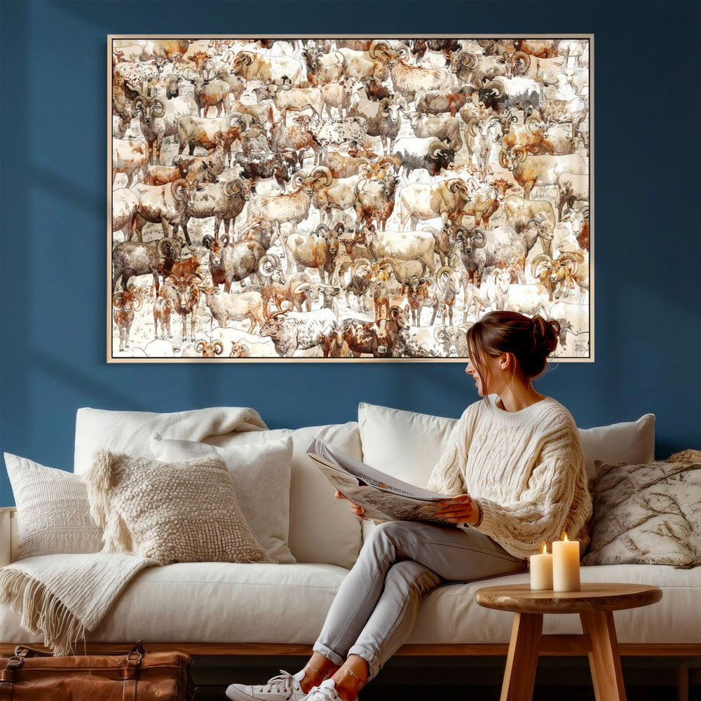 Farmhouse Bighorn Sheep Wall Art Canvas Print - Abstract