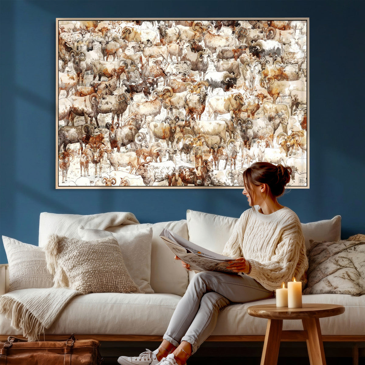 Farmhouse Bighorn Sheep Wall Art Canvas Print - Abstract