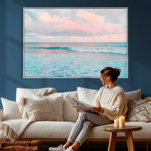 Ocean Wave Wall Art Canvas Print, Pastel Surf Seascape