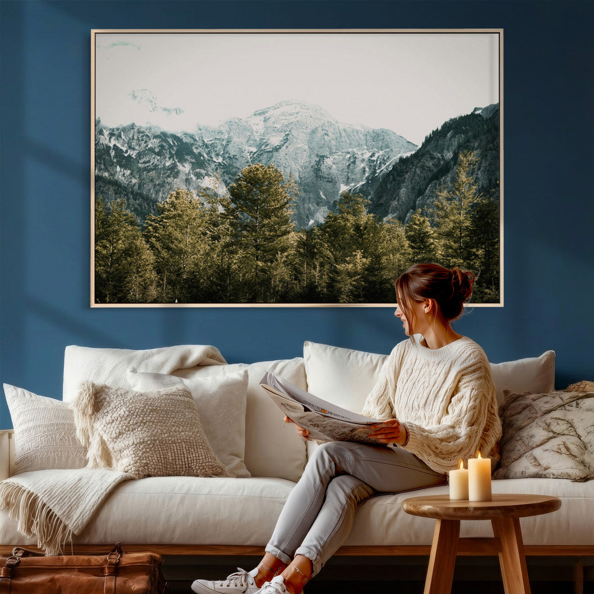 Mountain Forest Wall Art Canvas Print, Alpine Landscape