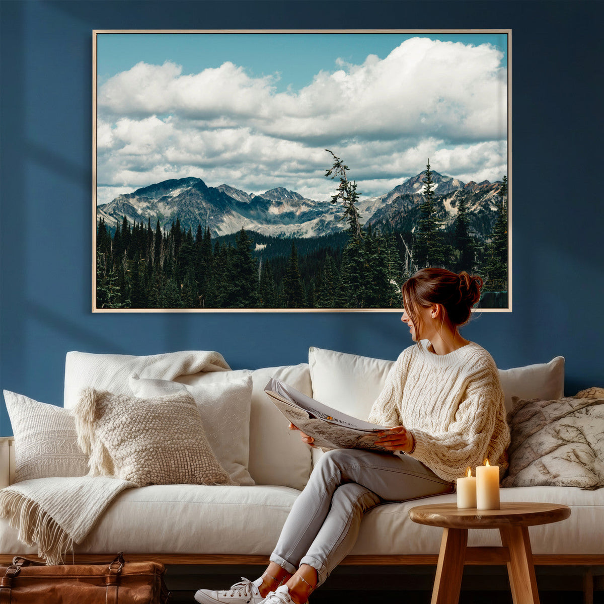 Mountain Forest Wall Art Canvas Print, Alpine Pine Tree