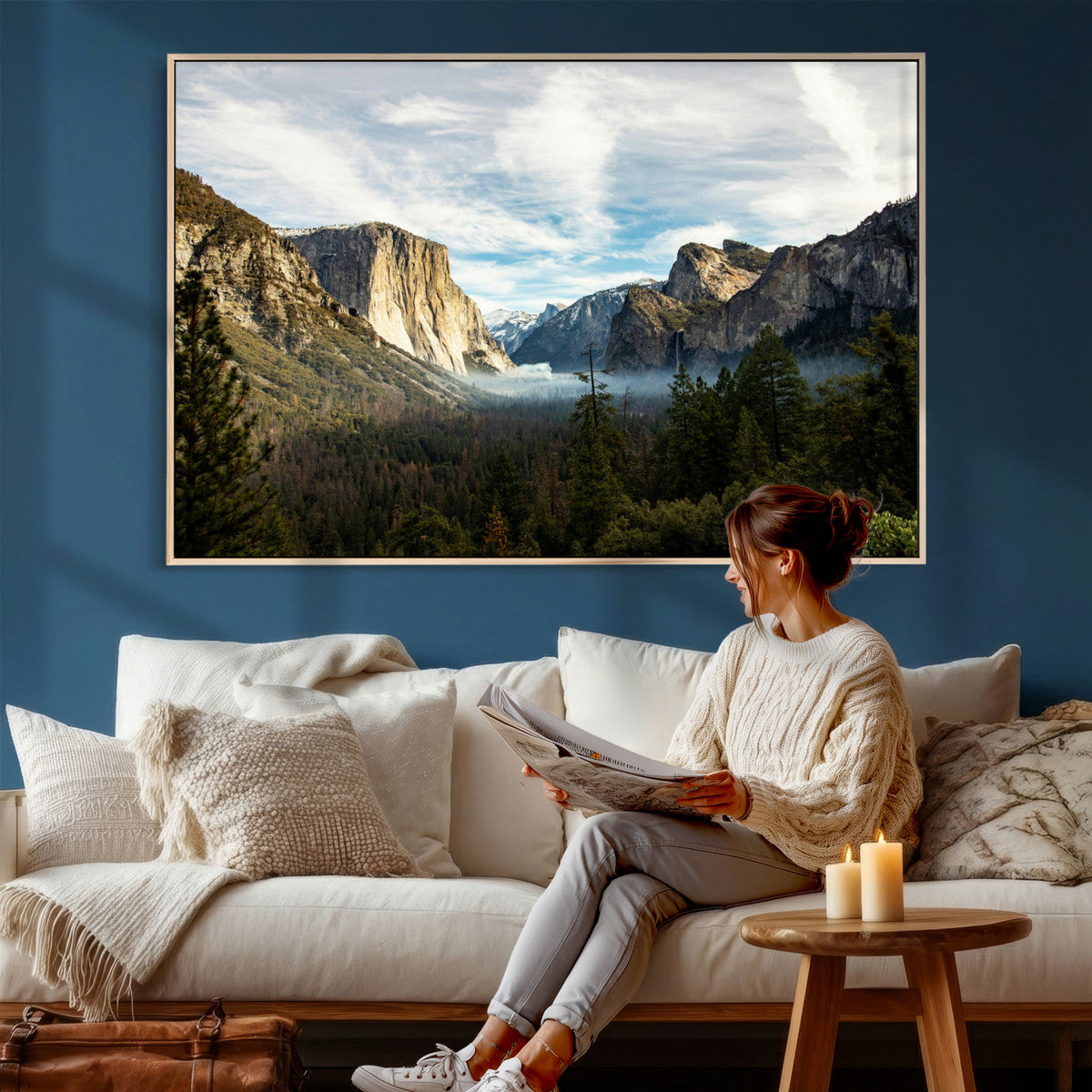 Yosemite Valley Mountain Wall Art Canvas Print, Granite